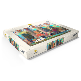 Alternative Darstellung des Puzzle-Motivs Vintage Boston Harbor Skyline - Patriotische Retro-Stadt Kunst – Puzzleteile: 200