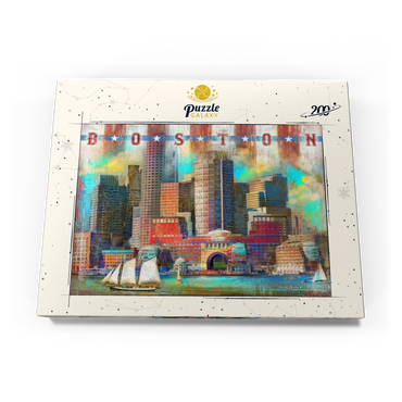 Darstellung des Puzzle Motivs Vintage Boston Harbor Skyline – Patriotic Retro City Art 200 Puzzle Schachtel Ansicht3