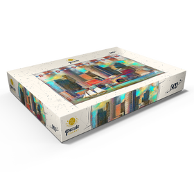 Alternative Darstellung des Puzzle-Motivs Vintage Boston Harbor Skyline - Patriotische Retro-Stadt Kunst – Puzzleteile: 500