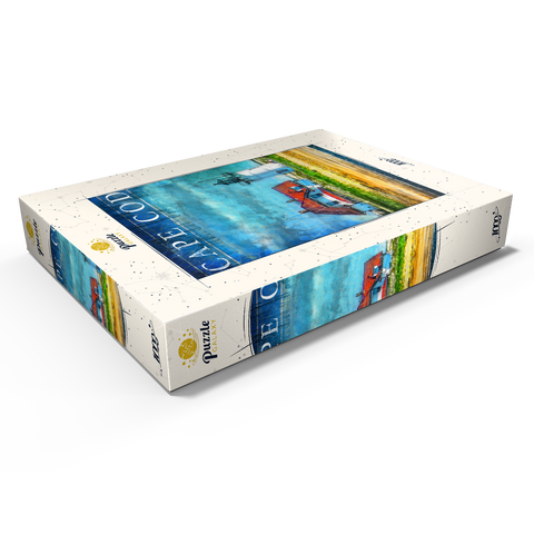 Darstellung des Puzzle Motivs Vintage Cape Cod Leuchtturm - Küsten Retro Reise Kunst Vintage Cape Cod Lighthouse – Coastal Retro Travel Art 1000 Puzzle Schachtel Ansicht1