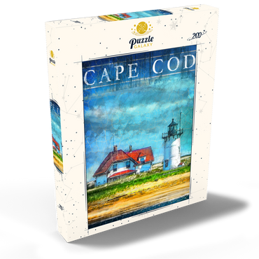 Darstellung des Puzzle Motivs Vintage Cape Cod Lighthouse – Coastal Retro Travel Art 200 Puzzle Schachtel Ansicht2