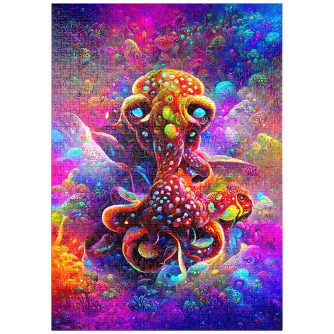 Darstellung des Puzzle Motivs Farbenfrohe biolumineszente Unterwasserwelt puzzleplate Colorful Bioluminescent Underwater World 1000 Puzzle