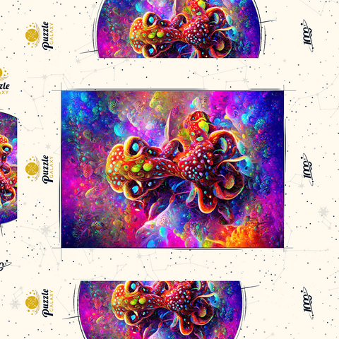 Darstellung des Puzzle Motivs Farbenfrohe biolumineszente Unterwasserwelt Colorful Bioluminescent Underwater World 1000 Puzzle Schachtel 3D Modell