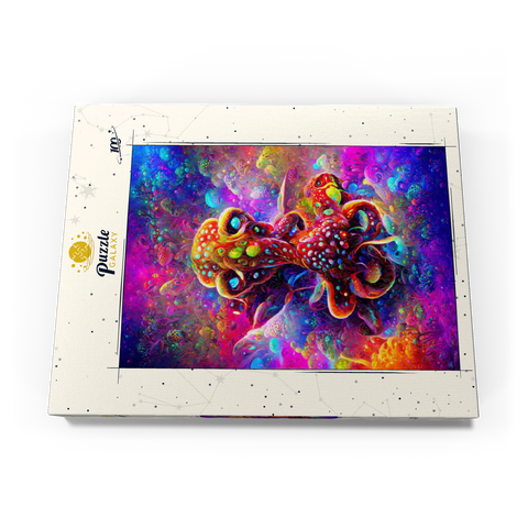 Darstellung des Puzzle Motivs Farbenfrohe biolumineszente Unterwasserwelt Colorful Bioluminescent Underwater World 100 Puzzle Schachtel Ansicht3