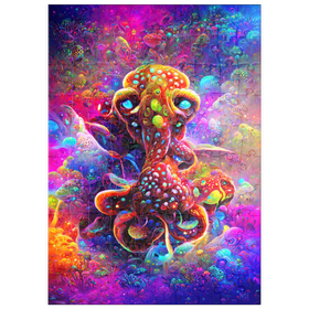 Darstellung des Puzzle Motivs Farbenfrohe biolumineszente Unterwasserwelt - Puzzleteile: 100