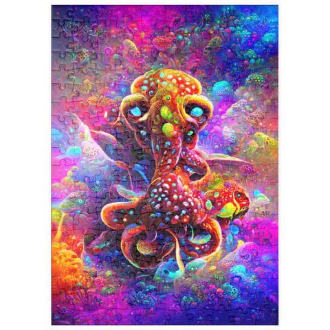 Darstellung des Puzzle Motivs Farbenfrohe biolumineszente Unterwasserwelt puzzleplate Colorful Bioluminescent Underwater World 200 Puzzle