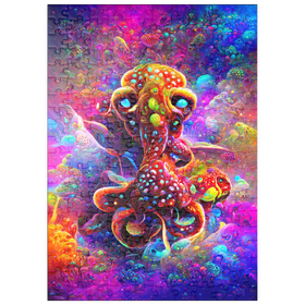 Darstellung des Puzzle Motivs Farbenfrohe biolumineszente Unterwasserwelt - Puzzleteile: 200