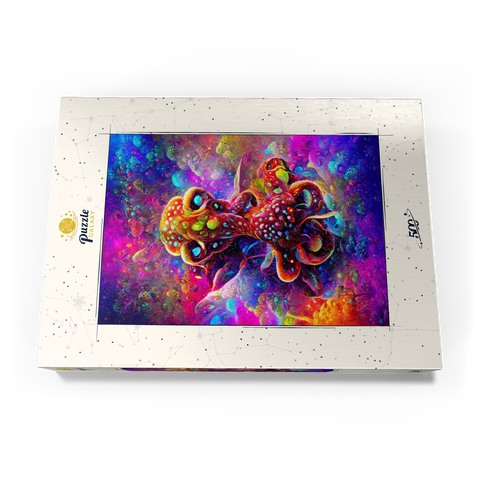 Darstellung des Puzzle Motivs Farbenfrohe biolumineszente Unterwasserwelt Colorful Bioluminescent Underwater World 500 Puzzle Schachtel Ansicht3