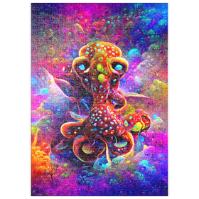 Darstellung des Puzzle Motivs Farbenfrohe biolumineszente Unterwasserwelt - Puzzleteile: 500