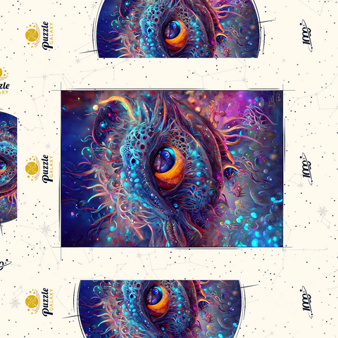 Darstellung des Puzzle Motivs Kosmisches Auge des Abgrunds Kreatur Cosmic Abyssal Eye Creature 1000 Puzzle Schachtel 3D Modell