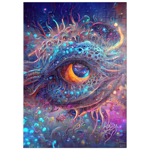Darstellung des Puzzle Motivs Kosmisches Auge des Abgrunds Kreatur puzzleplate Cosmic Abyssal Eye Creature 100 Puzzle