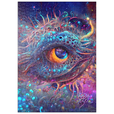 Darstellung des Puzzle Motivs Kosmisches Auge des Abgrunds Kreatur puzzleplate Cosmic Abyssal Eye Creature 500 Puzzle
