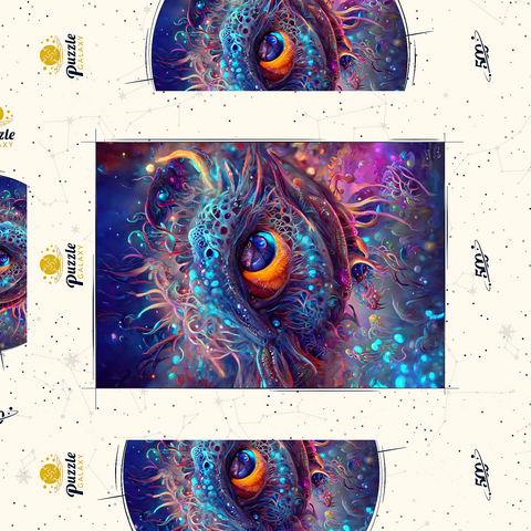 Darstellung des Puzzle Motivs Kosmisches Auge des Abgrunds Kreatur Cosmic Abyssal Eye Creature 500 Puzzle Schachtel 3D Modell