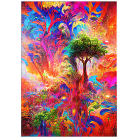 Darstellung des Puzzle Motivs Leuchtende Fantasy-Dschungel-Landschaft - Puzzleteile: 1000