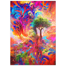 Darstellung des Puzzle Motivs Leuchtende Fantasy-Dschungel-Landschaft - Puzzleteile: 100