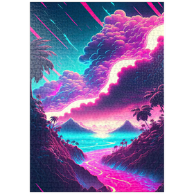 Darstellung des Puzzle Motivs Traumhaftes tropisches Tal bei Sonnenaufgang - Puzzleteile: 1000