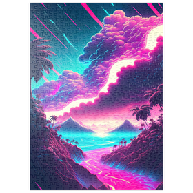 Darstellung des Puzzle Motivs Traumhaftes tropisches Tal bei Sonnenaufgang - Puzzleteile: 500