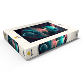 Darstellung des Puzzle Motivs Tropische Bucht im Mondlicht mit spiegelndem Wasser - Puzzleteile: 1000