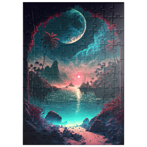 puzzleplate Moonlit Tropical Bay with Reflective Waters 100 Puzzle