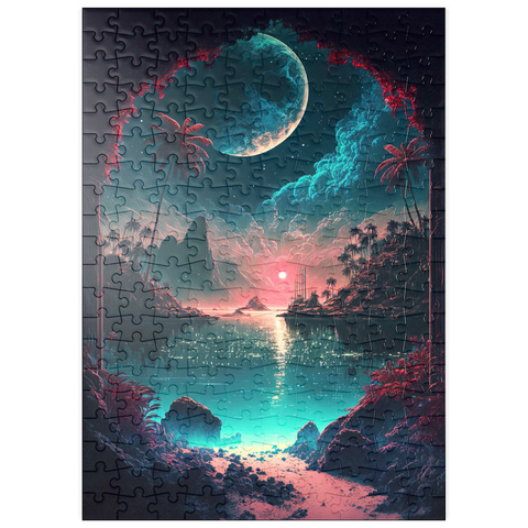 puzzleplate Moonlit Tropical Bay with Reflective Waters 200 Puzzle