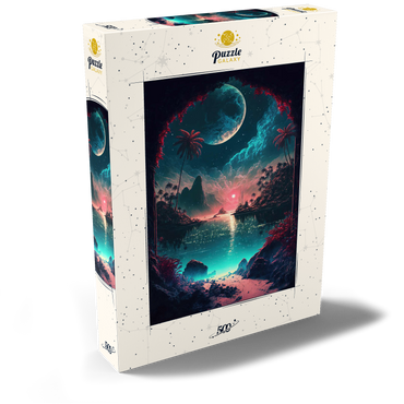 Moonlit Tropical Bay with Reflective Waters 500 Puzzle Schachtel Ansicht2