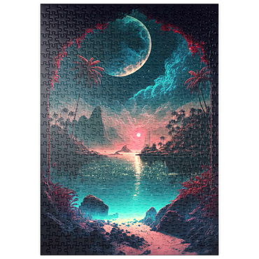 puzzleplate Moonlit Tropical Bay with Reflective Waters 500 Puzzle