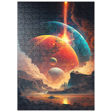 Darstellung des Puzzle Motivs puzzleplate Cosmic Collision Over Alien Landscape 200 Puzzle