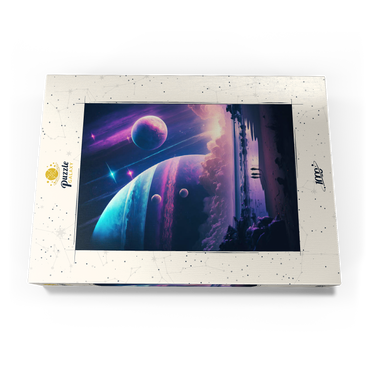 Darstellung des Puzzle Motivs Futuristic Cosmic Beach Scene 1000 Puzzle Schachtel Ansicht3
