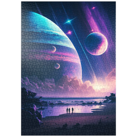 Darstellung des Puzzle-Motivs Futuristische kosmische Strandszene – Puzzleteile: 1000