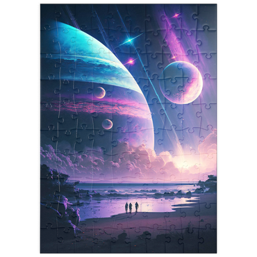 Darstellung des Puzzle Motivs puzzleplate Futuristic Cosmic Beach Scene 100 Puzzle