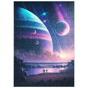 Darstellung des Puzzle Motivs Futuristische kosmische Strandszene - Puzzleteile: 100