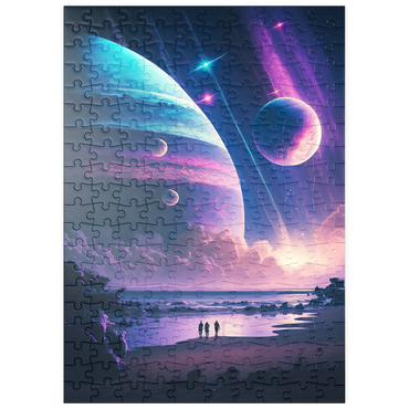 Darstellung des Puzzle Motivs puzzleplate Futuristic Cosmic Beach Scene 200 Puzzle