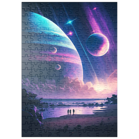 Darstellung des Puzzle Motivs Futuristische kosmische Strandszene - Puzzleteile: 200