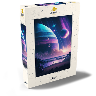 Darstellung des Puzzle Motivs Futuristic Cosmic Beach Scene 500 Puzzle Schachtel Ansicht2