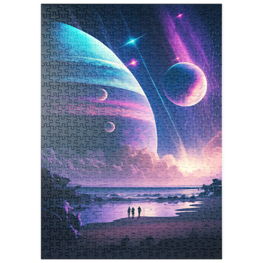 Darstellung des Puzzle Motivs puzzleplate Futuristic Cosmic Beach Scene 500 Puzzle