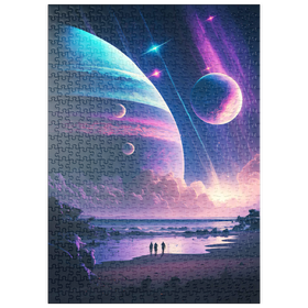 Darstellung des Puzzle Motivs Futuristische kosmische Strandszene - Puzzleteile: 500