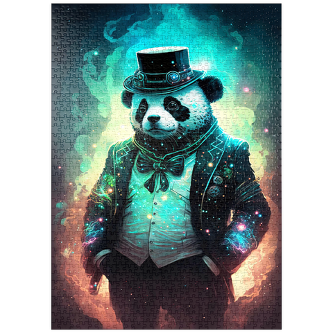 Darstellung des Puzzle Motivs Steampunk Panda - Fantasy Digital Art mit Glüheffekten puzzleplate Steampunk Panda – Fantasy Digital Art with Glow Effects 1000 Puzzle