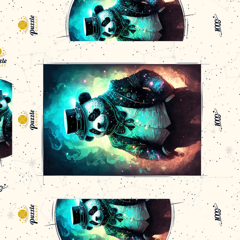 Darstellung des Puzzle Motivs Steampunk Panda - Fantasy Digital Art mit Glüheffekten Steampunk Panda – Fantasy Digital Art with Glow Effects 1000 Puzzle Schachtel 3D Modell