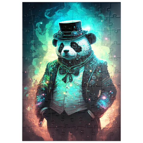 Darstellung des Puzzle Motivs Steampunk Panda - Fantasy Digital Art mit Glüheffekten puzzleplate Steampunk Panda – Fantasy Digital Art with Glow Effects 100 Puzzle