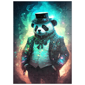 Darstellung des Puzzle Motivs Steampunk Panda - Fantasy Digital Art mit Glüheffekten - Puzzleteile: 100