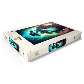 Alternative Darstellung des Puzzle-Motivs Steampunk Panda - Fantasy Digital Art mit Glüheffekten – Puzzleteile: 200