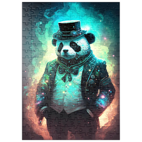 Darstellung des Puzzle-Motivs Steampunk Panda - Fantasy Digital Art mit Glüheffekten – Puzzleteile: 200