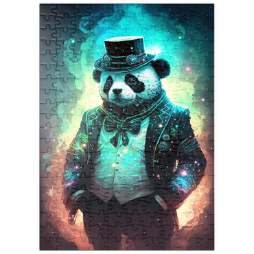 Darstellung des Puzzle Motivs puzzleplate Steampunk Panda – Fantasy Digital Art with Glow Effects 200 Puzzle