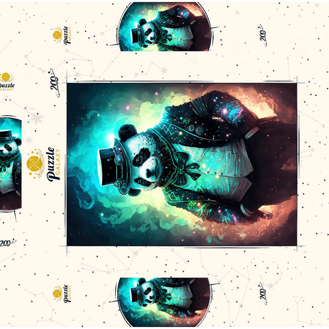Darstellung des Puzzle Motivs Steampunk Panda - Fantasy Digital Art mit Glüheffekten Steampunk Panda – Fantasy Digital Art with Glow Effects 200 Puzzle Schachtel 3D Modell