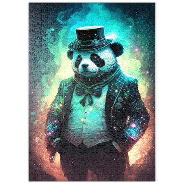 Darstellung des Puzzle Motivs puzzleplate Steampunk Panda – Fantasy Digital Art with Glow Effects 500 Puzzle