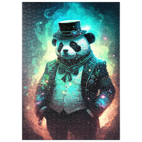 Darstellung des Puzzle Motivs Steampunk Panda - Fantasy Digital Art mit Glüheffekten - Puzzleteile: 500