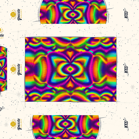 Darstellung des Puzzle Motivs Farbenfrohes psychedelisches Muster Vibrant Psychedelic Pattern 1000 Puzzle Schachtel 3D Modell