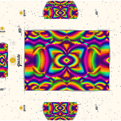 Darstellung des Puzzle Motivs Farbenfrohes psychedelisches Muster Vibrant Psychedelic Pattern 100 Puzzle Schachtel 3D Modell