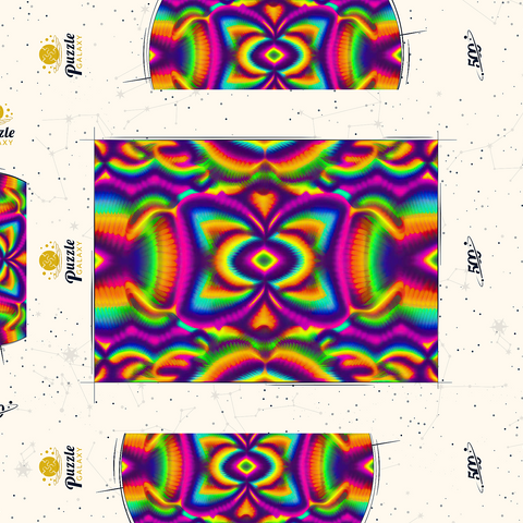 Darstellung des Puzzle Motivs Farbenfrohes psychedelisches Muster Vibrant Psychedelic Pattern 500 Puzzle Schachtel 3D Modell