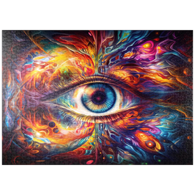Darstellung des Puzzle-Motivs Psychedelisches Auge – Puzzleteile: 1000